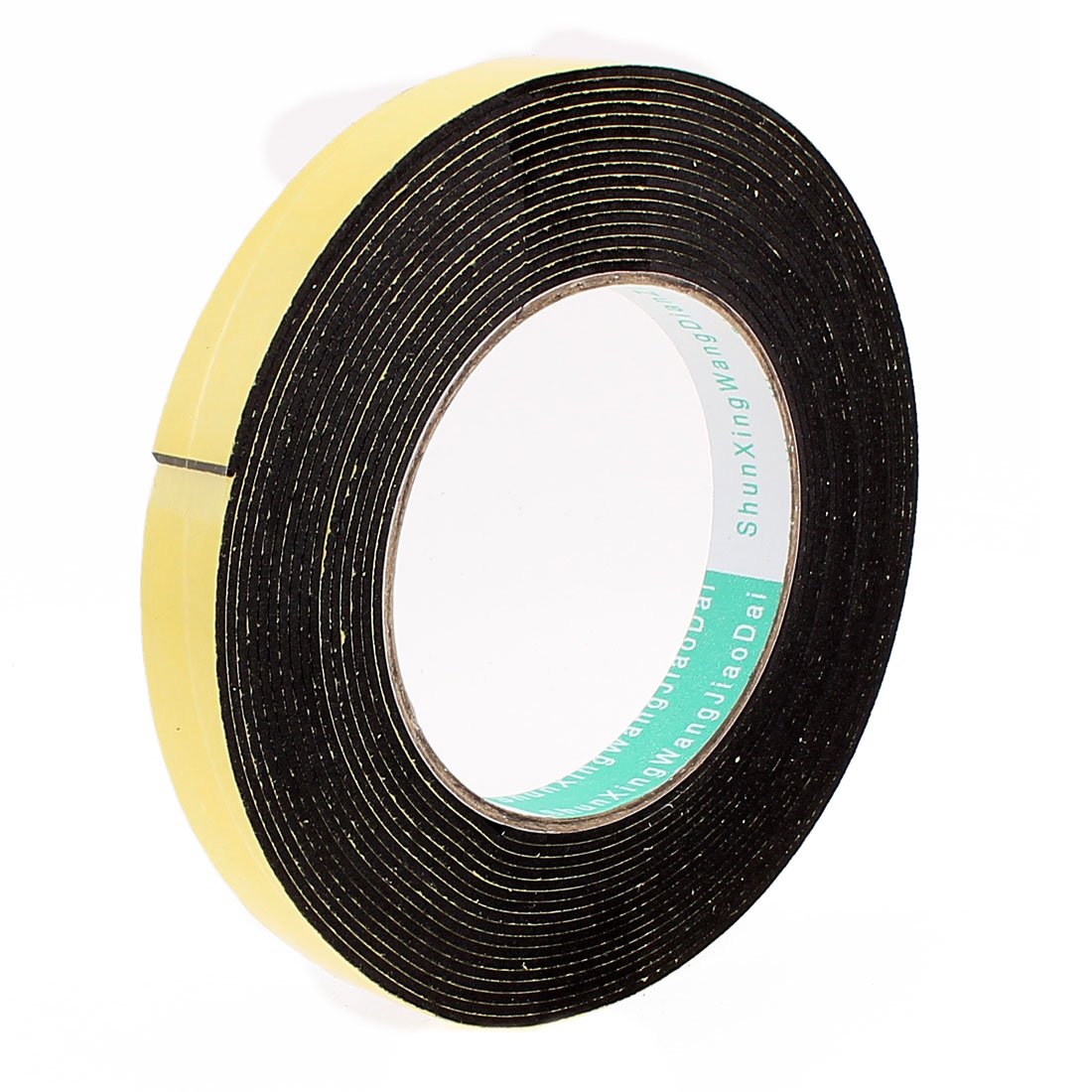 Sourcingmap Sealing Foam Tape 15mm Wide 1.5mm Thick 5m/16.4ft Long, Self Adhesive Weather Strip for Window Door Insulation, Yellow Black