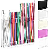 Qinyoung Acrylic Straw Holder for Cabinet Door with Double Sided Adhesive Tape Reusable Straw Organizer Tumbler Storage Kitchen Accessories Container for Counter Cupboard(Classic,Large,Transparent)