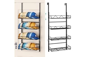 HapiRm Over the Door Hat Organizer - 4 Tier Wall Mounted Hat Rack with 4 Adjustable Metal Basket, Baseball Caps Organizer Storage Holds up to 40 Caps for Door, Bedroom, Closet (Black)