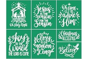 DGAGA Oh Holy Night Self-Adhesive Silk Screen Stencils,Xmas Joy Screen Printing Stencils for Craft Christmas Blessing Mesh Stencil Reusable for Painting on Wood Windows Mugs Home Winter Believe Sign