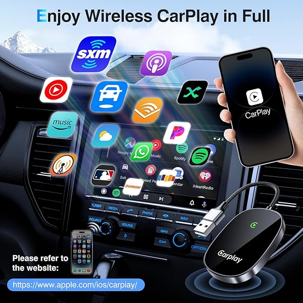VEVAVI WIRELESS CARPLAY ADAPTER 2025 UPGRADED, CONVERTS FACTORY WIRED CARPLAY TO WIRELESS, PLUG AND PLAY CAR PLAY WIRELESS ADAPTER, COMPATIBLE WITH IPHONE MULTI-USER SEAMLESS CONNECTION