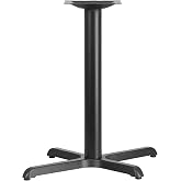 Flash Furniture Beverly 23.75" x 30" Restaurant Table X-Base with 3" Diameter Table Height Column, Commercial X-Base Cast Iron Table Base, Black