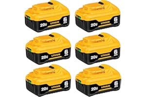 Xmenany 6-Pack 20V 6000mAh Replacement for Dewalt 20V Battery Max Lithium ion DCB204 DCB200 DCB206 DCB201 DCB203 DCB181 DCB180 DCD/DCF/DCG/DCS Series