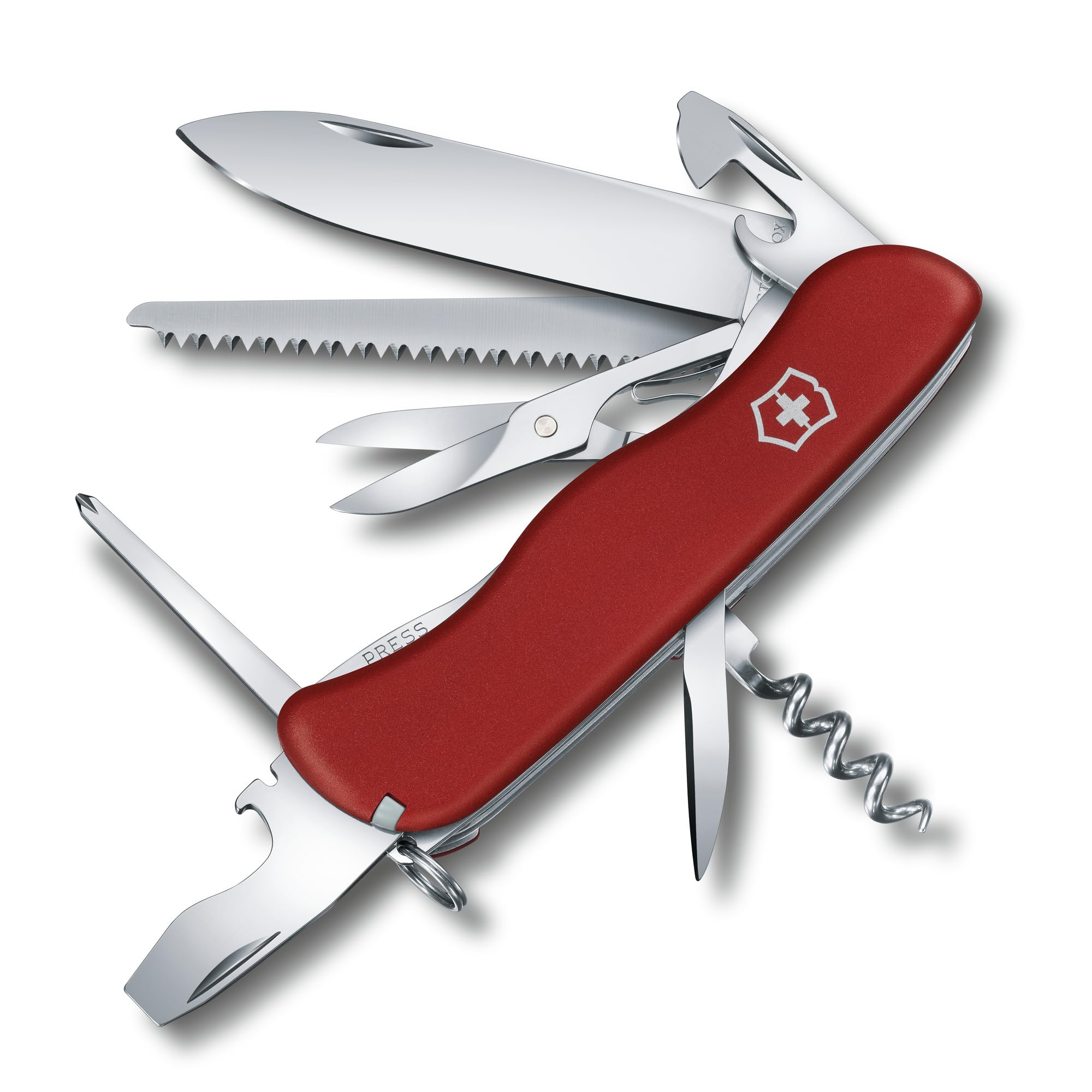 Victorinox Outrider Swiss Army Pocket Knife, Large, Multi Tool, 14 Functions, Blade, Scissors, Red