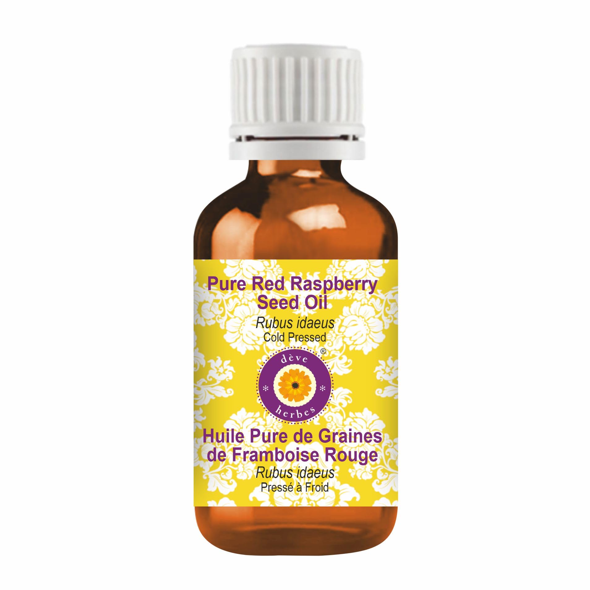 Deve Herbes Pure Red Raspberry Seed Oil (Rubus idaeus) Natural Therapeutic Grade Cold Pressed 15ml (0.50 Ounce)