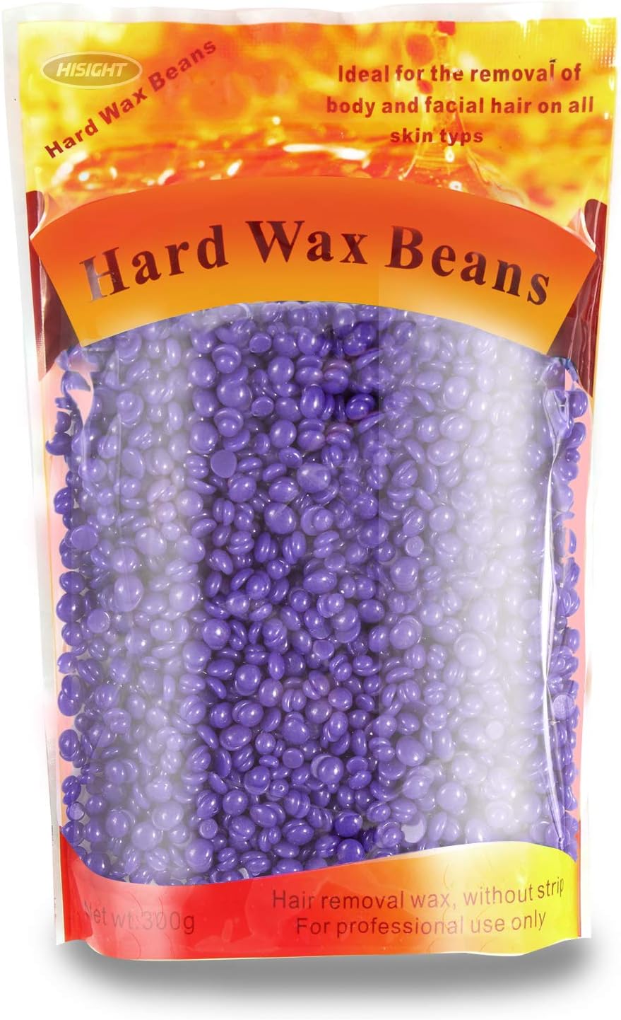 Hard Wax Beans for Painless Hair Removal - Smooth Facial Skin Body Hair Depilatory Wax Beads for Wax Warmer Kit, Brazilian Bikini Waxing Kit, 10.5 Oz Lavender +10 Wax Applicator Sticks (Lavender)