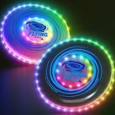 HYES 2 Pack Light up Flying Discs for Kids, 45 LEDs &amp; 14 Lighting Modes | Rechargeable Glow in The Dark Ring for Beach, Camping Game, Outdoor Sport Toys Christmas Gift for Teens Boys Girls Adult