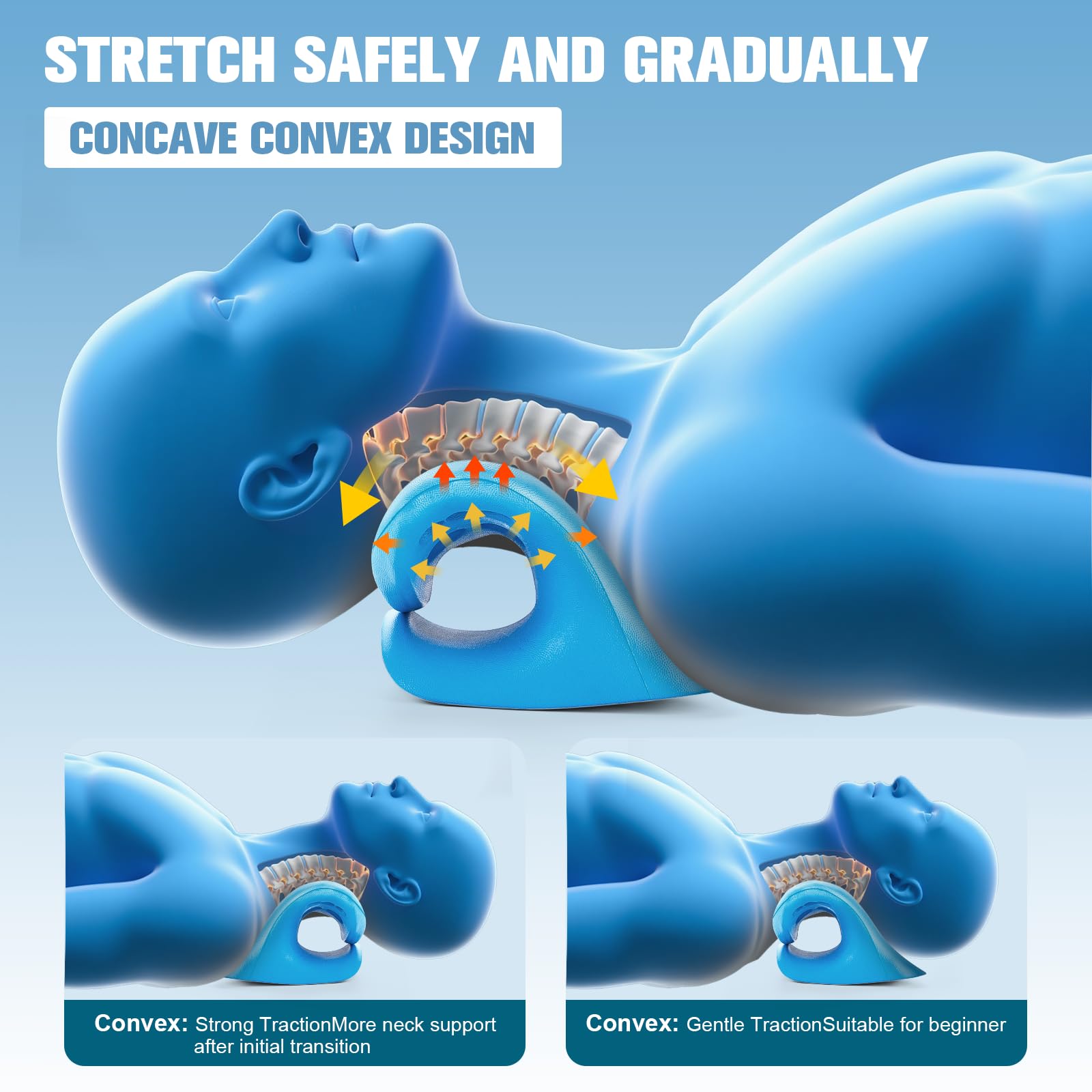 Neck Stretcher and Cervical Traction Device, Relaxer for TMJ Pain and Shoulder Pain Relief, Cervical Traction Device Pillow, Spine and Neck Corrector(Blue)