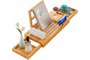 Yirilan Bamboo Bathtub Tray, Expandable Bathroom Tray, Waterproof Tray Caddy, Perfect Bath Caddy for Home Spa, Gift for Loved