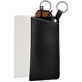 FEISEDY 2Pack Portable Glasses Case with Clip Hook, Soft Leather Eyeglass case Bag, Slim Sunglasses Pouch B0313