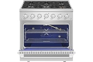 Empava Freestanding & Slide-In Gas Range, 5.2 cu. ft. Single Oven with 6 Sealed Ultra High-Low Burners, Heavy Duty Grates in Stainless Steel, 36 Inch