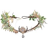 Vivivalue Elf Crown Woodland Headband Fairy Floral Headpiece Flower Hair Wreath Elven Circlet for Women Halloween Renaissance Wedding Bridal Cosplay Prom Photo Props