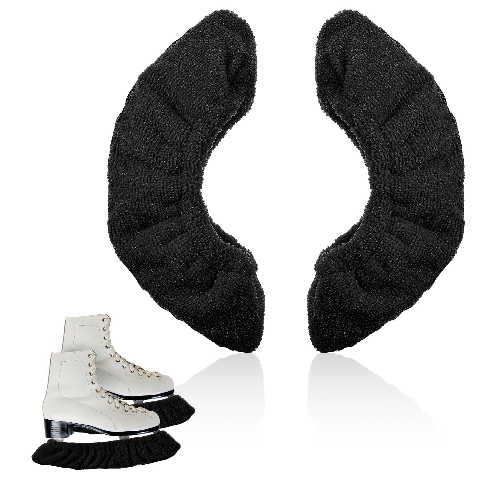 Prasacco Ice Skate Blade Covers, Winter Skate Guards Kids Hockey Skate Blade Protector Guards for Hockey Skates Sports Ice Skate Blade Cover for Kids Youth Adult Men Women Boys Girls (Black/L)