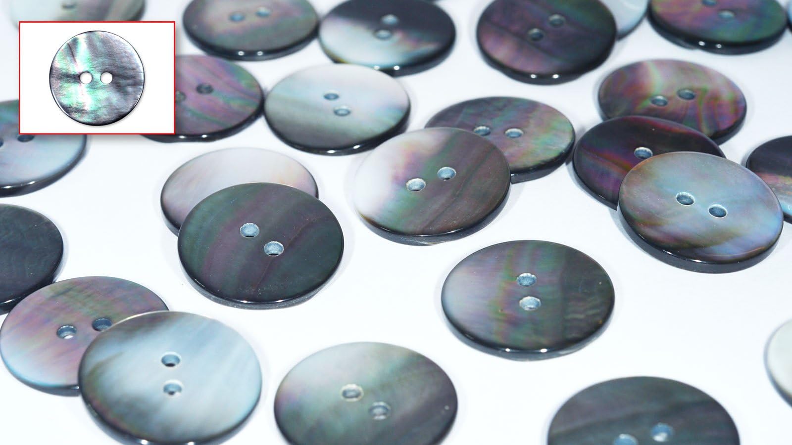 Absolute Magic Set of Eight (8) Genuine Large (Black Lip) Mother of Pearl Jacket/Cardigan Buttons (2 Sewing Holes) ø23.0mm in Diameter