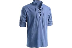 Westmall Men's medieval Retro Style pirate Shirts Renaissance shirt Long Sleeve Shirts Viking style Halloween costume