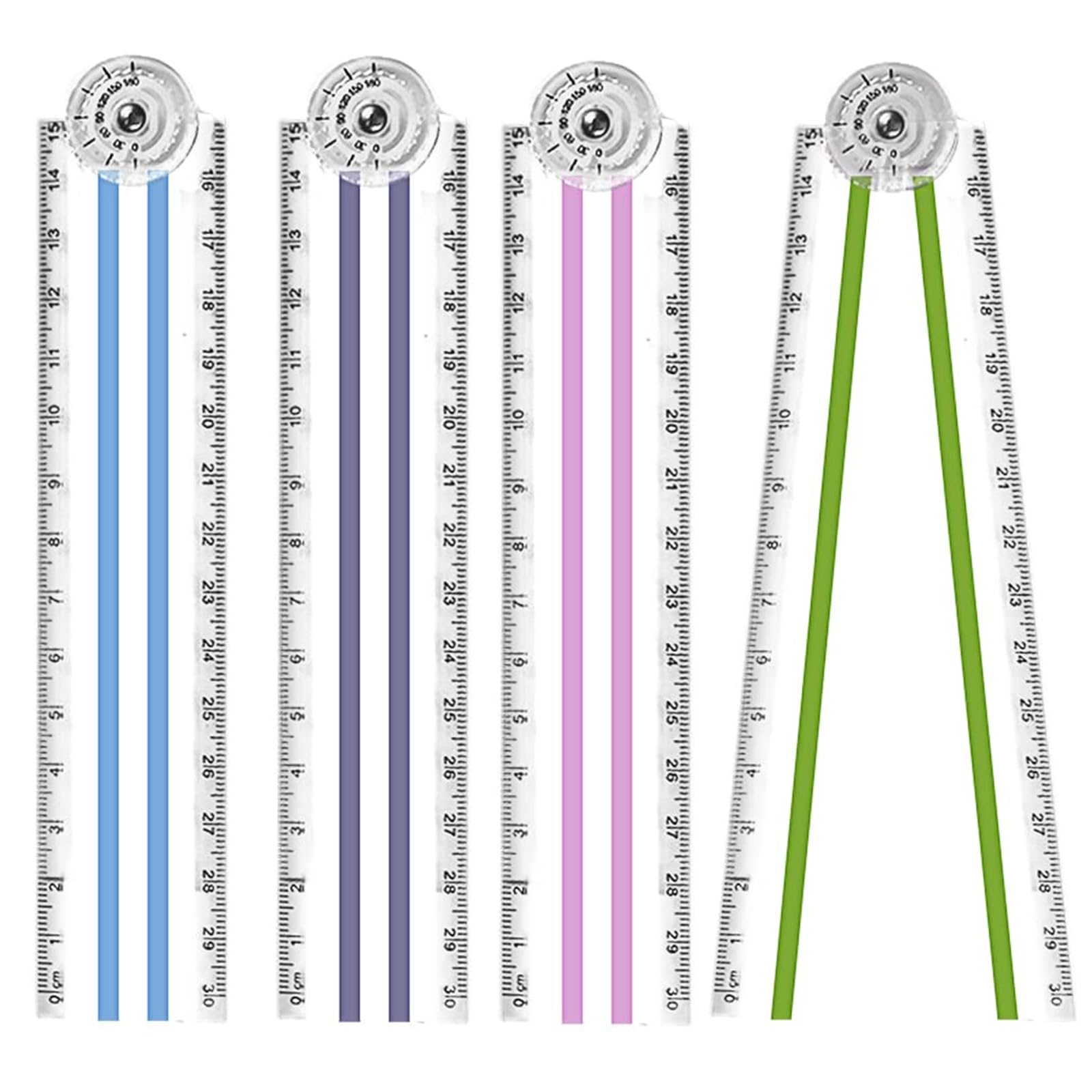 4 PCS ruler Foldable, Clear 30cm Folding Ruler for School Children and Office