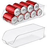 �鶹�� Basics Food and Drink Can Organizer for Fridge or Pantry, 2-Piece Set, Self-Dispensing, Transparent Sides, non-stackab