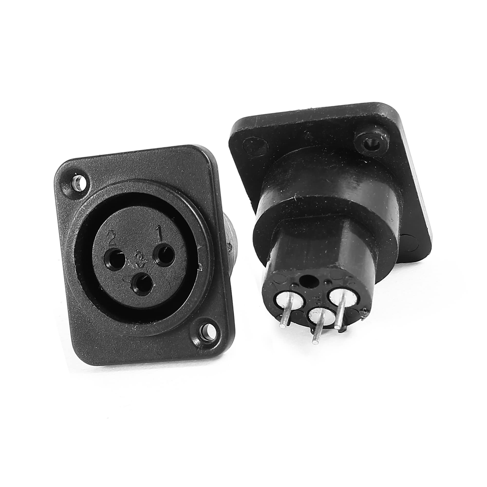 A ABSOPRO XLR Panel Mount Socket 3Pin Female Plastic Black (Set of 2)