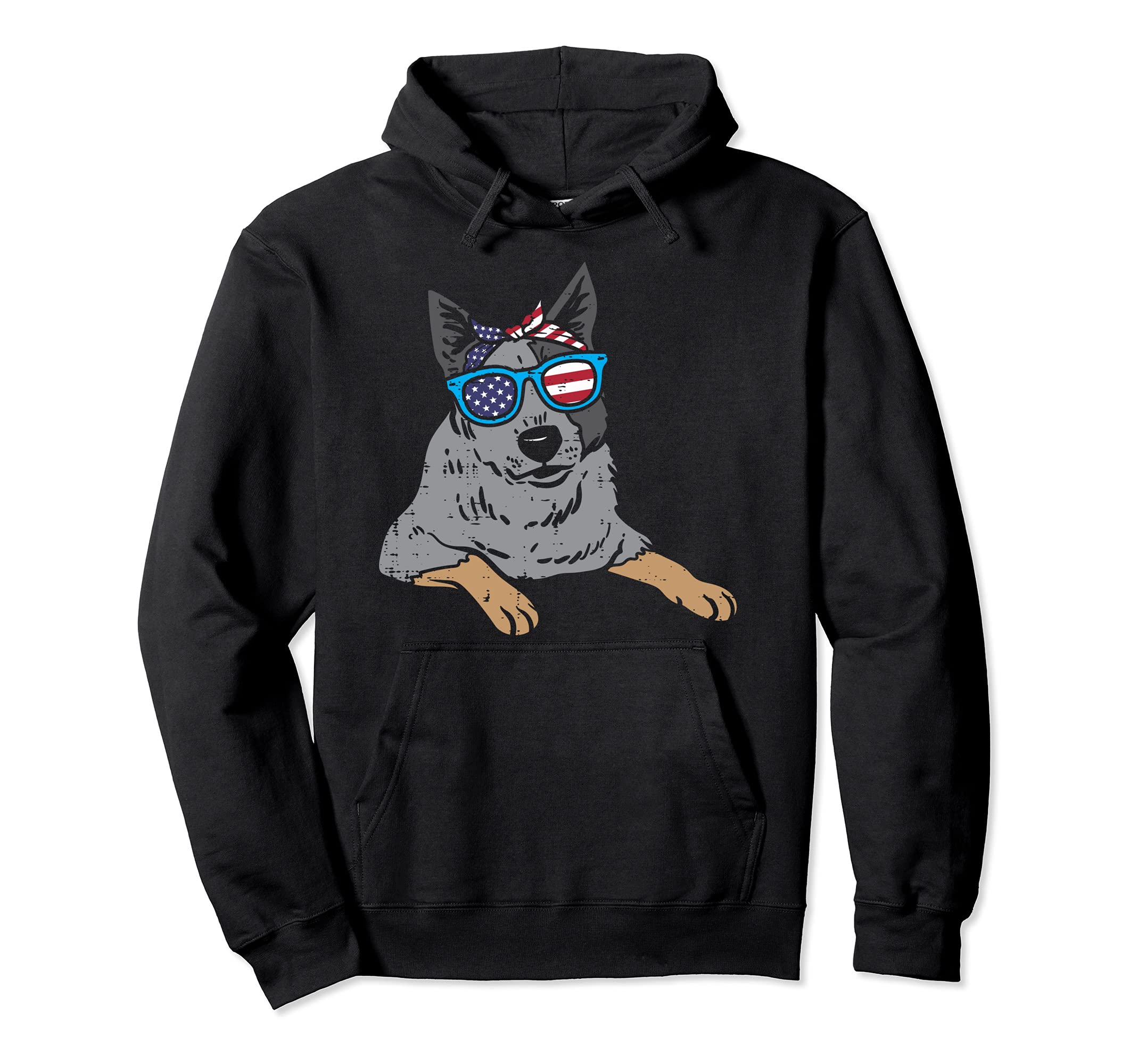 Bandana Heeler Cattle Dog American US 4th Of July Fourth Dog Pullover Hoodie