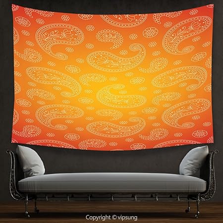 Vipsung House Decor Tapestry Orange Decor Ombre Colored Indian