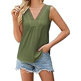 Quatrefox Womens Lace V Neck Tank Tops Summer Casual Sleeveless Loose Fit Basic Vest 2025 Fashion Beach Vacation Clothes