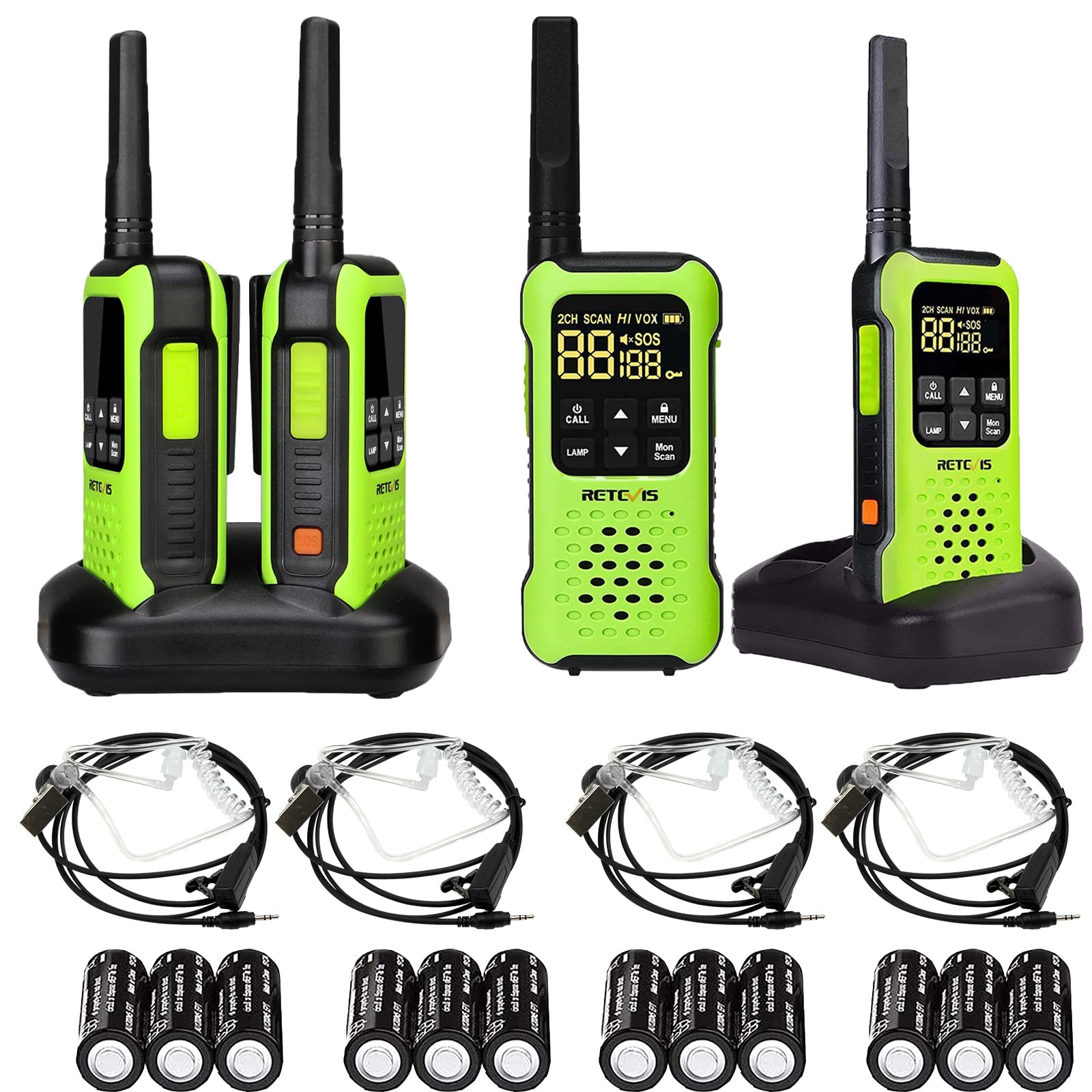 Retevis RT649P IP67 Walkie Talkies for Adults, 2 Way Radio with Headset, Clear sound, Rechargeable Battery,1200mAh, Floating and Waterproof, PMR, Walkie Talkies for Fishing, Ski(2 Pair)