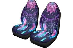 Pehede Car Seat Cover Fantasy Dream Catcher Front for Cars, Easy to Install Cover Set, Accessories Auto Trucks Van SUV,2 Packs