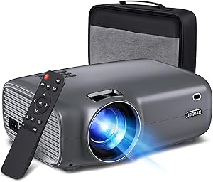 JEEMAK Mini Video Projector,Outdoor Movie Projector 1080P and 200 Inch Display Supported, Smart Projector with 5500 Lux Porbable Projector Compatible with Smartphone,TV Stick,PS4,HDMI,VGA,USB,SD,AV