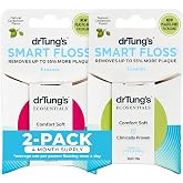 DrTung's Smart Floss - Expanding Natural Waxed Dental Floss - Pack of 2 | PTFE &amp; PFAS Free, Gentle on Gums, BPA Free, Dentist Recommended, Removes 55% More Plaque than Common Floss, Organic Cardamom