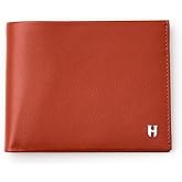 HELMBROOK London Wallet for Men, Slim Minimalist RFID Full Grain Leather, Handcrafted Bifold, 6 Card Slots, Gift Box Pouch, Christmas Birthday, Tan