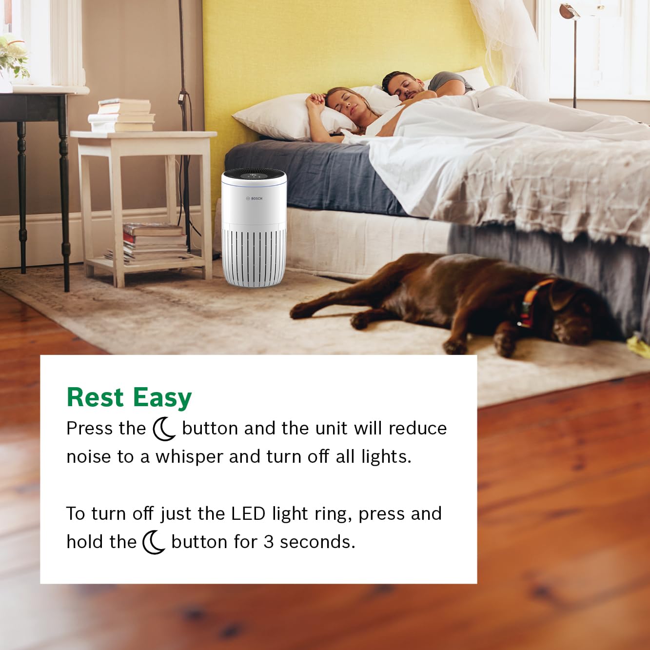 BOSCH Air Purifier for Home, Large Spaces (Covers, 2745-sq ft), 4-in-1 Filter for Pollen, Viruses, Smoke, Dust, Dander, Outdoor Pollution, Odors, HEPA, ENERGY STAR, Air 6000, White