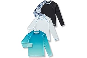Liberty Pro 3 Pack Boys' UPF 50+ Rash Guard Long Sleeve Swim Shirts, Quick Dry UV Protection Swimwear for Kids