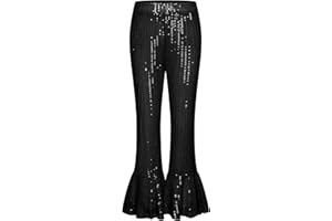 GRACE KARIN Girls Sequin Pants Sparke Trouser Glitter Dance Bell Bottoms 5-14