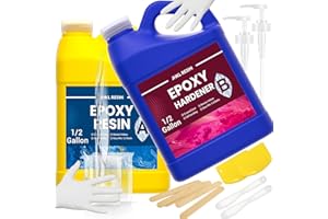 JHKL RESIN Epoxy Resin Kit, 1 Gallon Crystal Clear Epoxy Resin Casting & Coating, Food Safe and Fast Cure & NO Bubble and Self Leveling to Easy Mix 1:1 for DIY Jewelry Making, Art Crafts, Wood & Resin