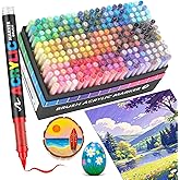 Guangna 240 Acrylic Paint Markers, Brush Tip Acrylic Paint Pens, Quick-Drying Waterproof Ink, for Rock Painting Plastic Wood Canvas Glass Ceramic Metal Art Crafts Supplies Gift