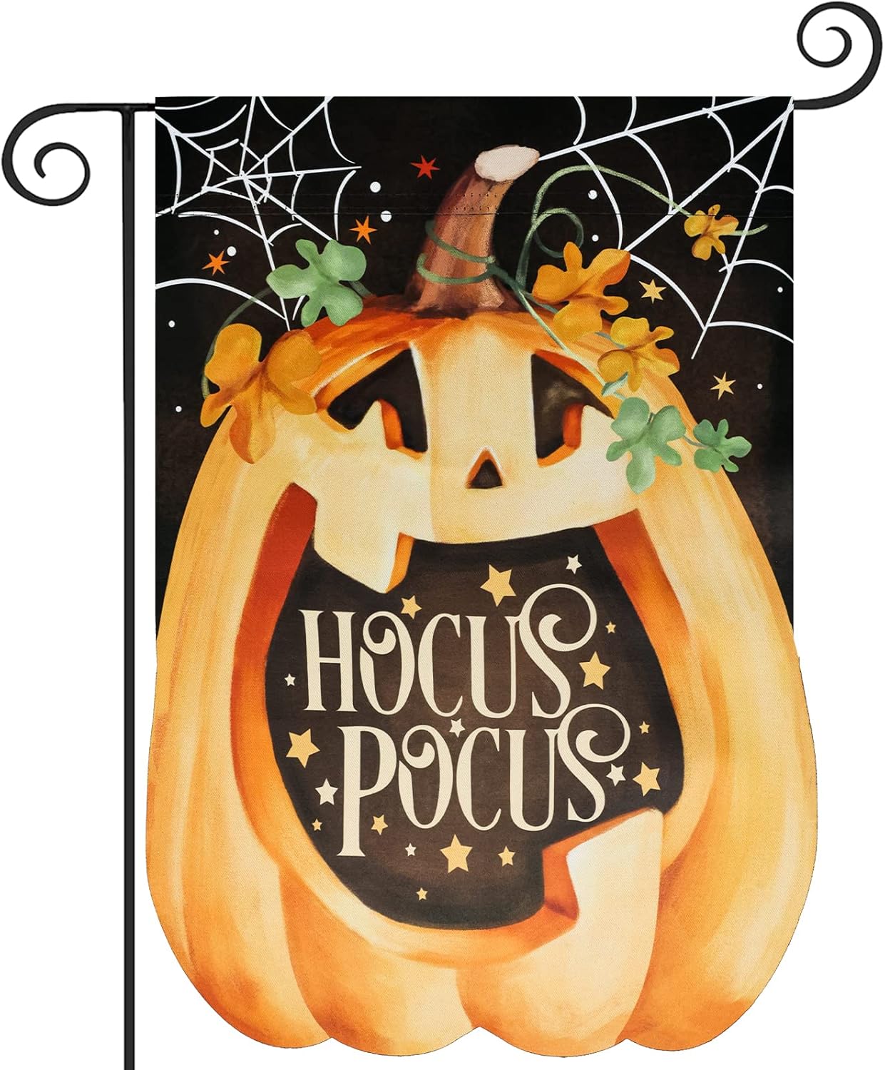 Flags - Hocus Pocus 3D Halloween Garden Flag, ESTTOP 12.5x18 Inch Vertical Double Sided Applique Pumpkin Yard Flag, Halloween Decorations Outdoor, Rustic Farmhouse Decor for Holiday