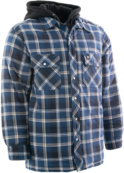 hooded quilted flannel shirt