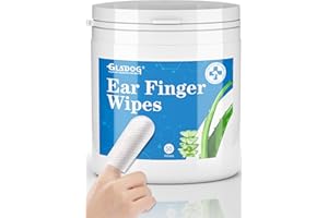 GLADOG Dog Ear Cleaner Finger Wipes, Ear Finger Wipes for Dogs Cats, Gently Removes Dirt & Odor, Dissolves Wax Build-Up, Easy to Use, Ear Cleaning Finger Wipes for Dogs (1.75in 50 Count)