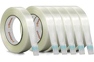 goStaunch Filament Strapping Tape (1/2" x 60 yds, Pack of 6) Transparent 5.5mil Reinforced Fiberglass Tape - Synthetic PET Adhesive Heavy Duty