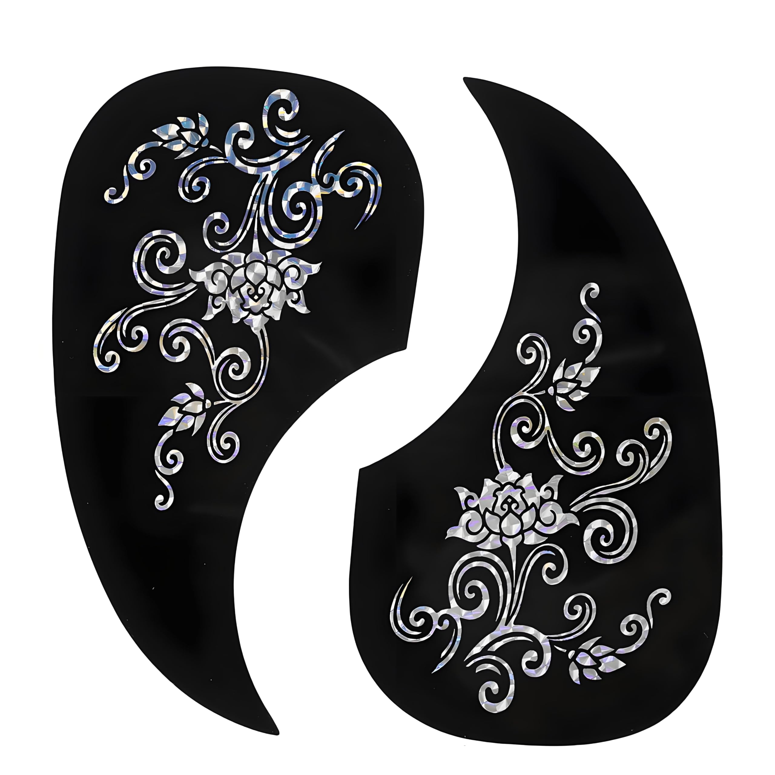2Pcs Guitar Pickguard, Self-adhensive Comma Shape Guitar Pick Guard Sticker Protector for Acoustic Guitar (Silver) Acoustic Guitar Accessories