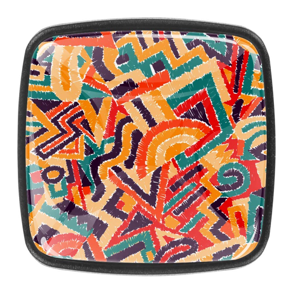 Schrankgriffe Farbe abstrakte Linie Möbelknöpfe Kinder 4er Set