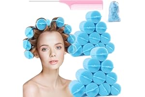 BEAUTIYAND Jumbo Foam Sponge Hair Roller Soft Sleeping rollers Curvy Wavy Hairstyle Curling Hair Styling Tools 24 Pieces Use For Long Hair Short Hair Ladies And Children 2"X2.75"(blue)