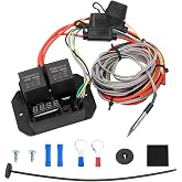 12V/24V Digital Electric Radiator Fan Controller Switch Kit with Adjustable Temperature Range (104-230&deg;F), LED Real-Time Display, Thermatic Dual Fan Relay Kit for Automotive Systems (Part #0444)