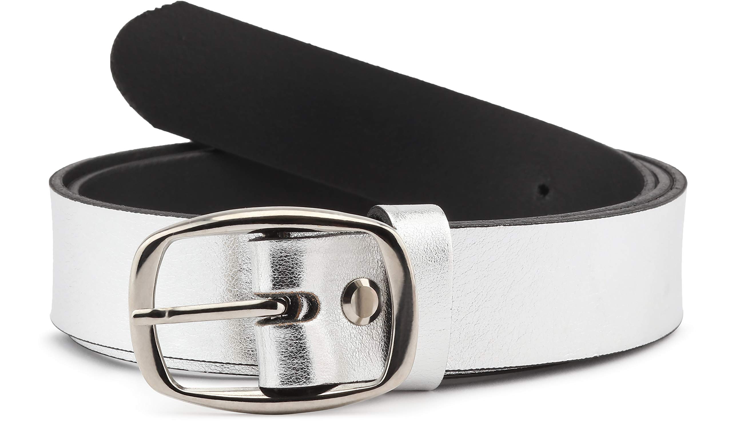 Merry Style Women's Leather Belt D41 (Silver, 95 cm (Total length 114 cm)) — image 1
