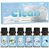 ARVIDSSON Clean Essential Oils Set, Natural Fragrance Oil for Diffuser, Soap Making - Fresh Linen, Clean Home, Fresh Cotton, Soft Powder, Blossom Soap, Lemongrass, Refreshing Scented Oils for Home