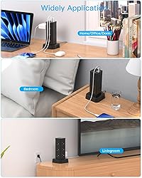 10Ft Surge Protector Power Strip Tower, 12 Outlets