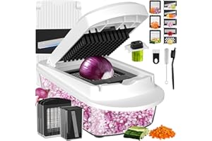 8 Blade All-in-1 Vegetable Chopper Mandoline Slicer with Container, Food Chopper, Onion Chopper, Veggie Cutter for Salad, Kitchen Gadgets Accessories Essentials, White