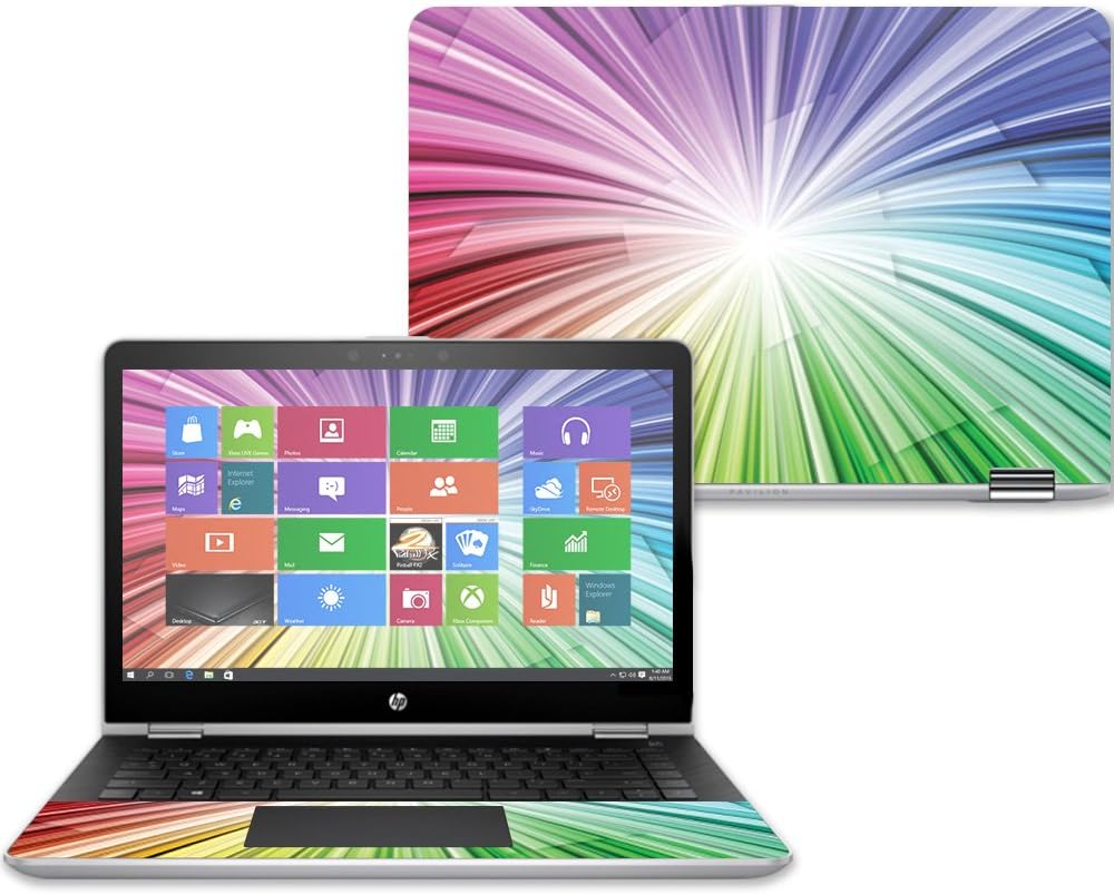 Mightyskins Skin Compatible with Hp Pavilion X360 14" (2017) - Rainbow Explosion | Protective, Durable, and Unique Vinyl Decal Wrap Cover | Easy to Apply, Remove, and Change Styles | Made in The USA