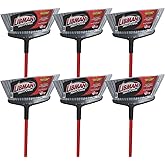 Libman Commercial 1102 Rough Surface Angle Broom, Steel Handle, 15" Wide, Red Handle and Gray Bristles (Pack of 6)