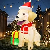 5FT Christmas Inflatables Decorations Outdoor Vivid Lab Dog with Build-in Bright LED Christmas Blow Up Yard Decoration Christmas Decorations Outdoor Indoor for Holiday Party Garden Lawn Home
